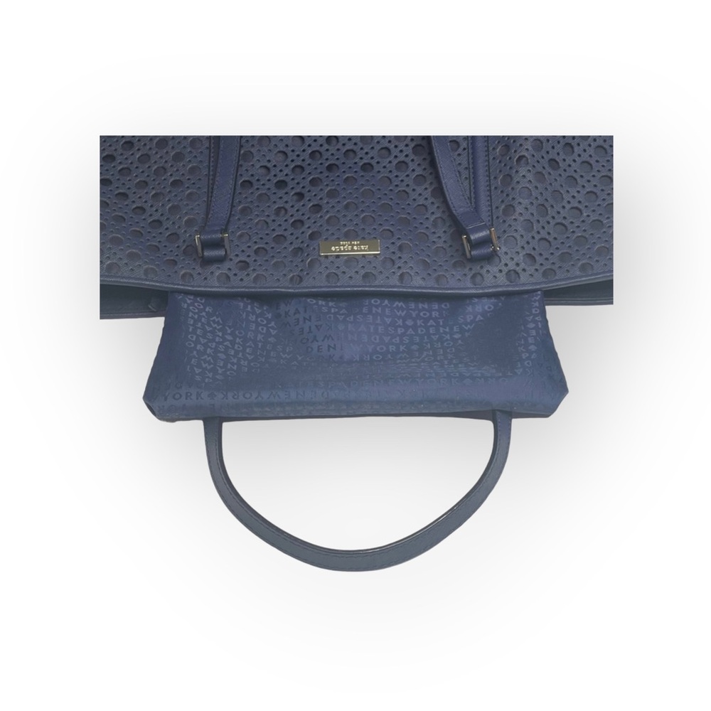 Kate Spade  Dally Newbury Lane Caining Large Tote Bag Handbag  French Navy  - Picture 8 of 16